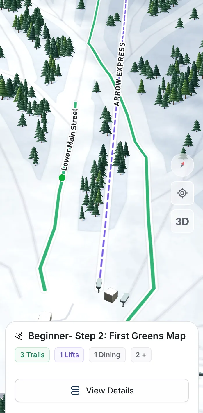 Summit Ridge beginner level 2 map showing the next beginner trails and lifts