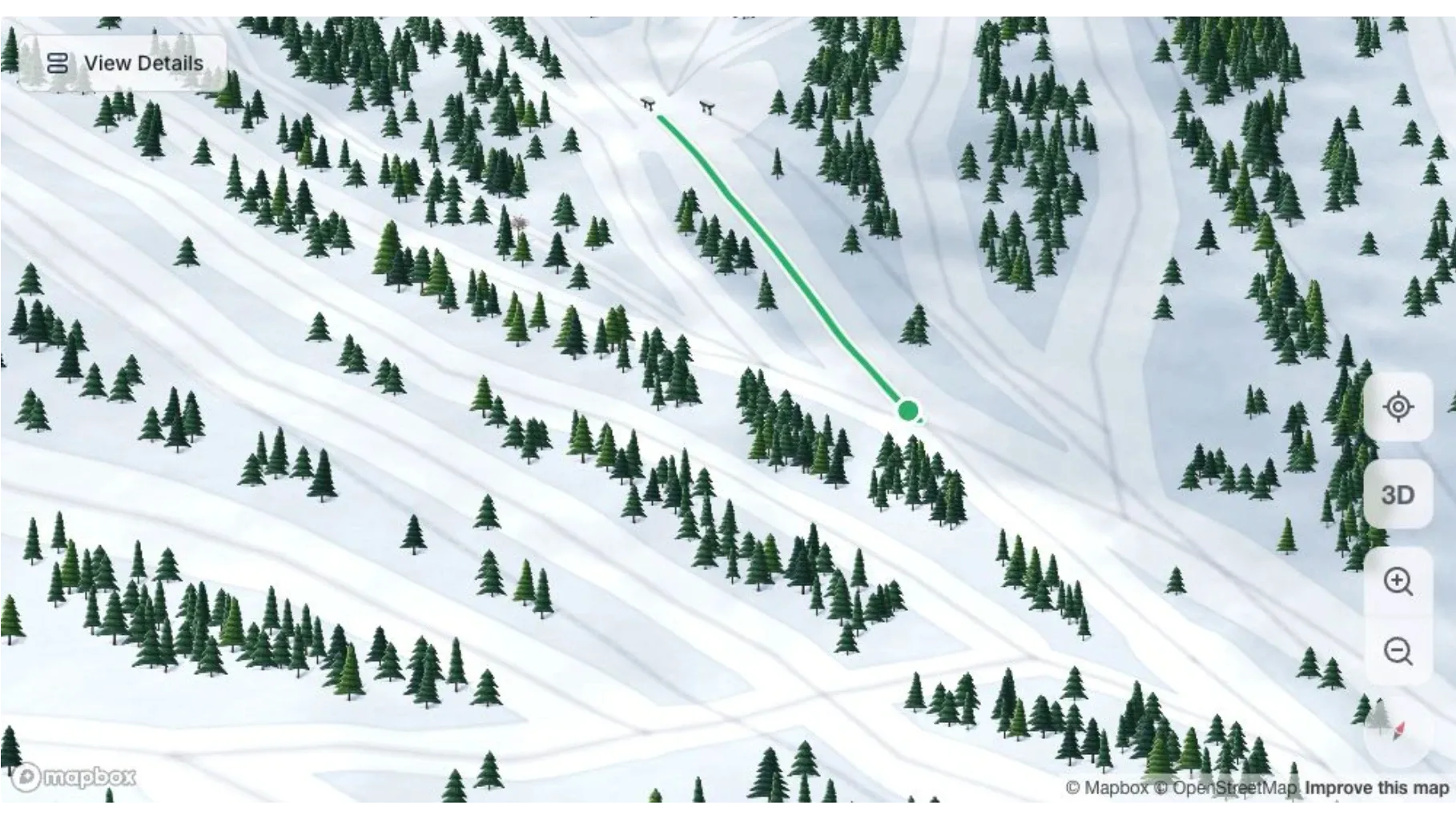 Resort terrain, trails and places shown together on the map