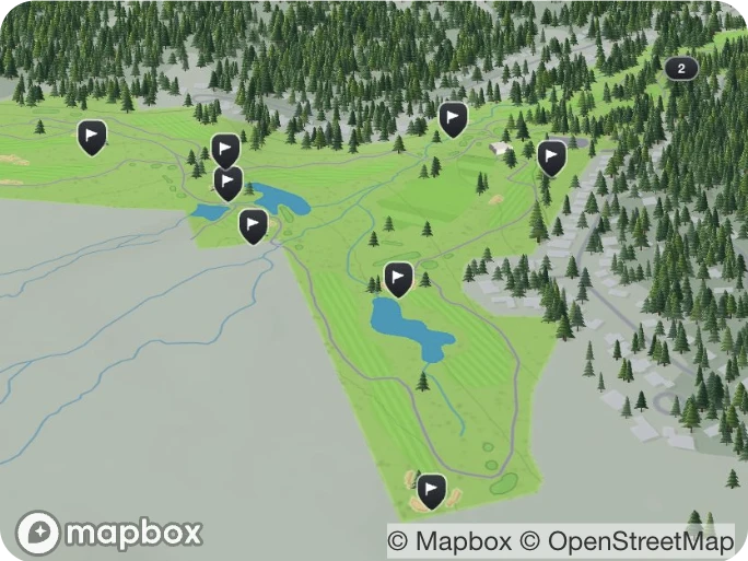 Native Ridgecrest Golf Course map with resort amenities and map attribution