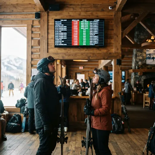Guests looking at a lobby status screen